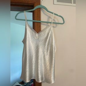 Metallic Camisole Rank Top, Size L, Pearl White Color